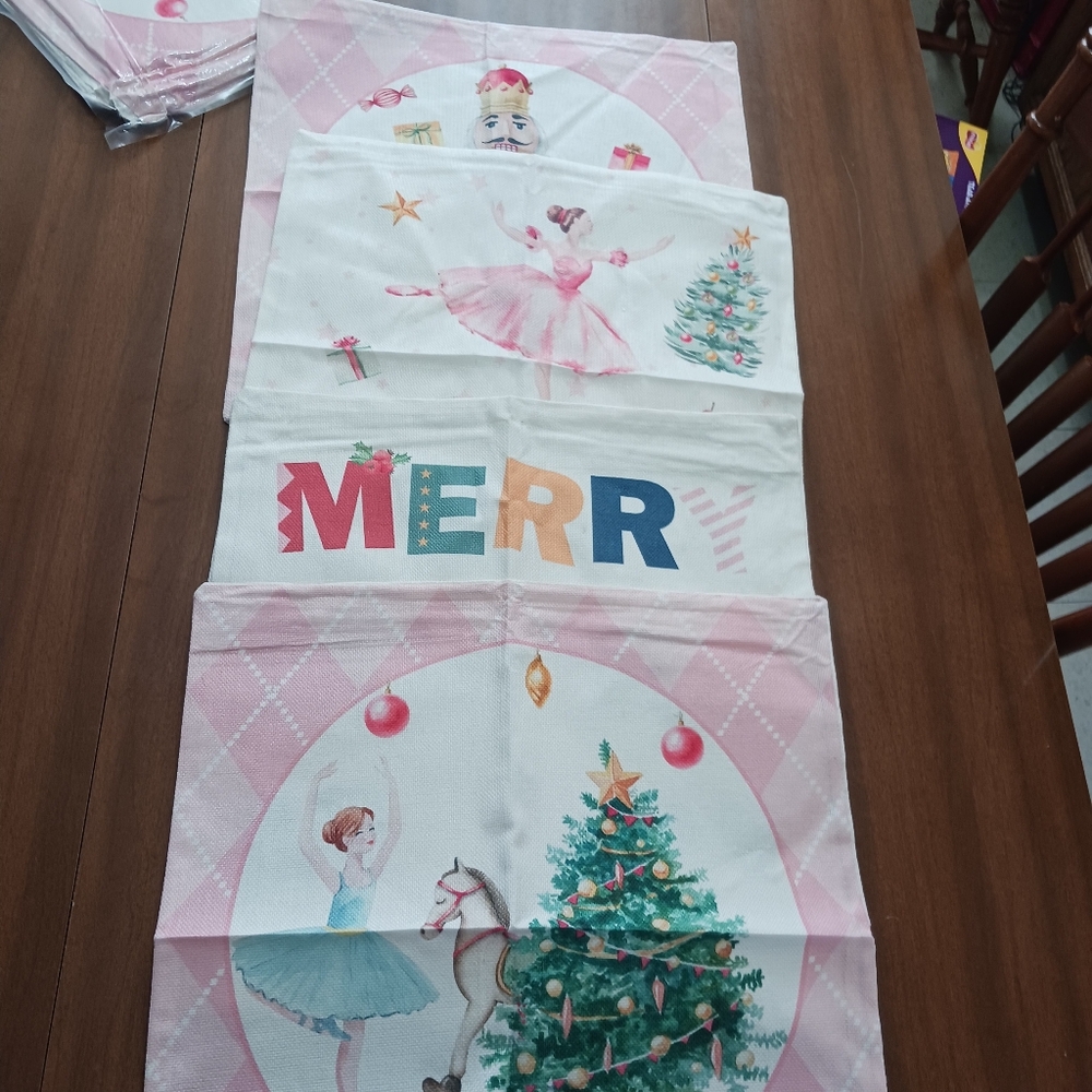 Christmas Throw Pillow Cover Set Of 4 Only Handmade Zip 17X17 inch Square